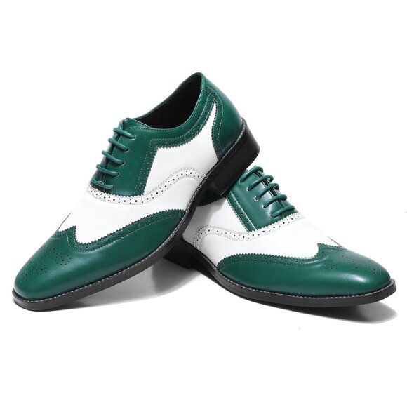 Green White 1920\'s Wingtip Lace up Oxford Dress Shoes main image 5